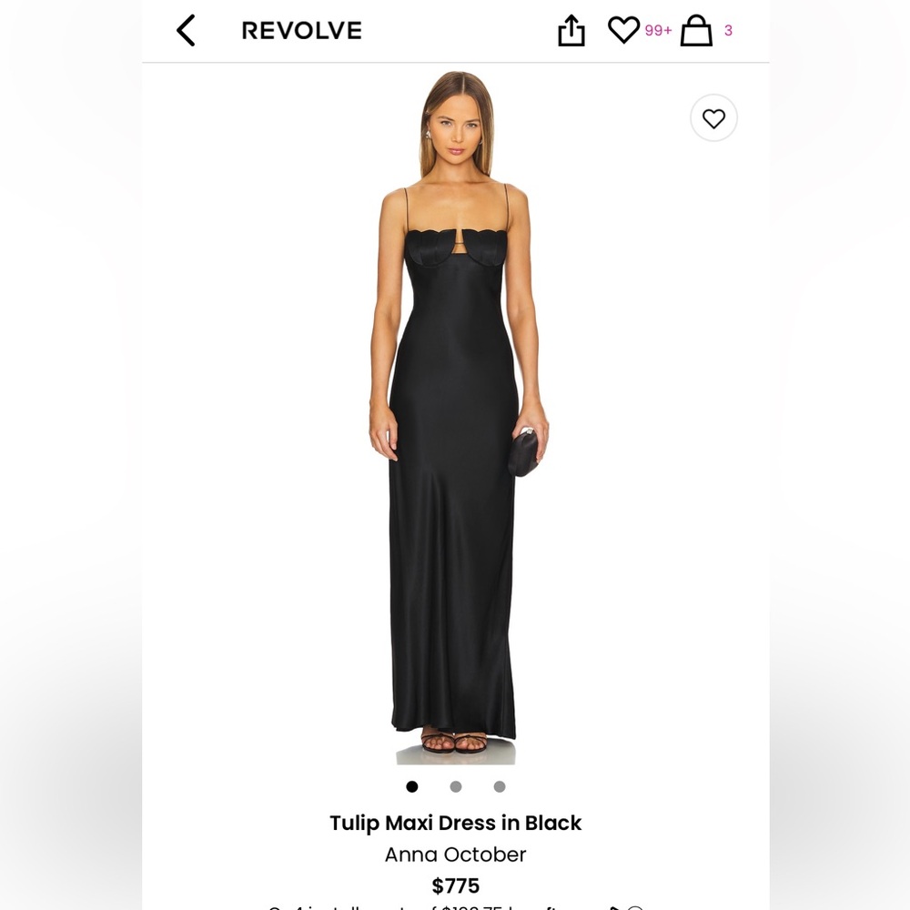 Anna October Black Tulip Dress Silk Maxi Long Gown